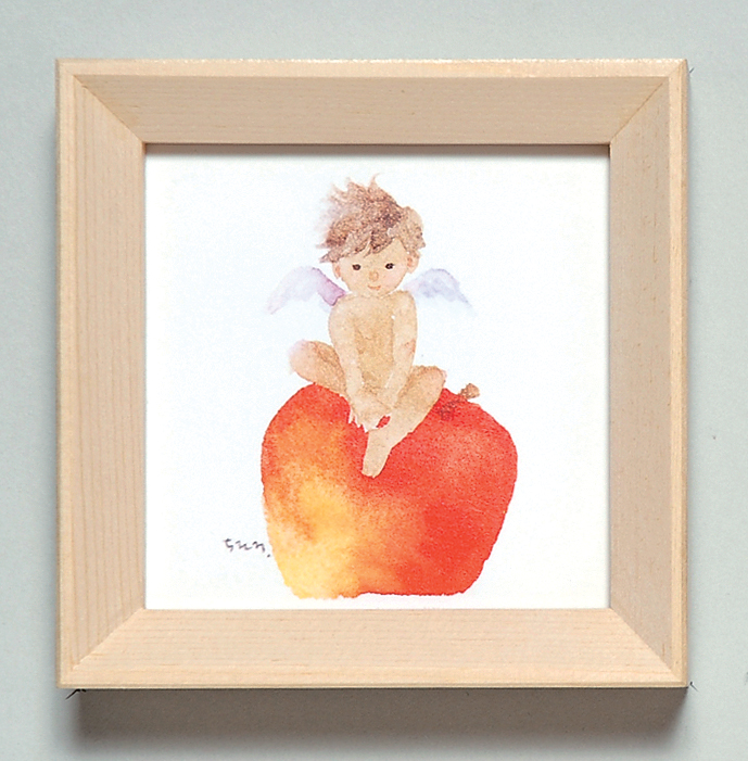 Chihiro Art Shop / 木製ミニアート No.3『りんごと天使』