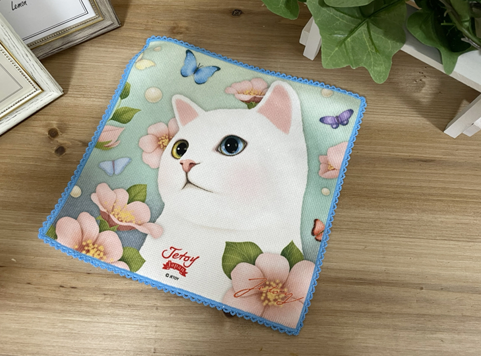 猫のタオルハンカチ シングルローズ｜猫グッズ・猫雑貨のchoo choo本舗