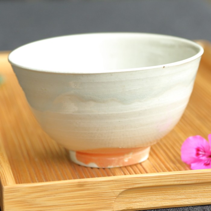 竹花正弘 堅手汲み出し 白瓷湯呑茶碗 満220ml 作家もの煎茶碗 登り窯焼成