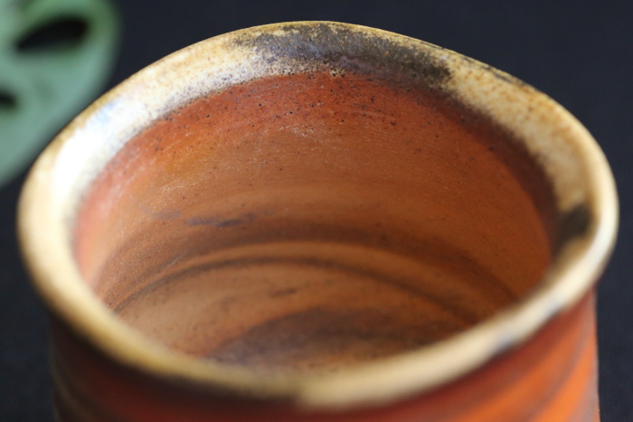 松井興之 備前練上ぐい吞み 登り窯焼成 作家もの酒器 共箱 岡山県重要