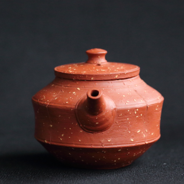 三代山田常山 梨皮朱泥宝瓶 常滑焼 満容量100ml 人間国宝