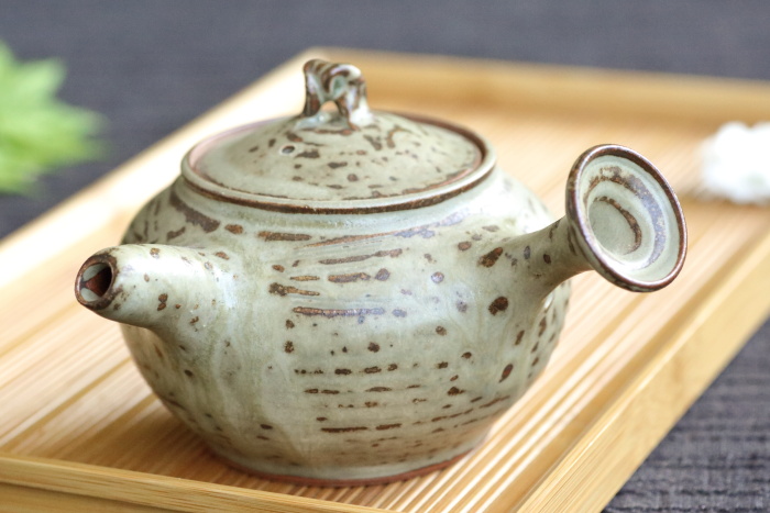 小川甚八 栗皮灰釉急須 笠間で作られたハンドメイドティーポット 満