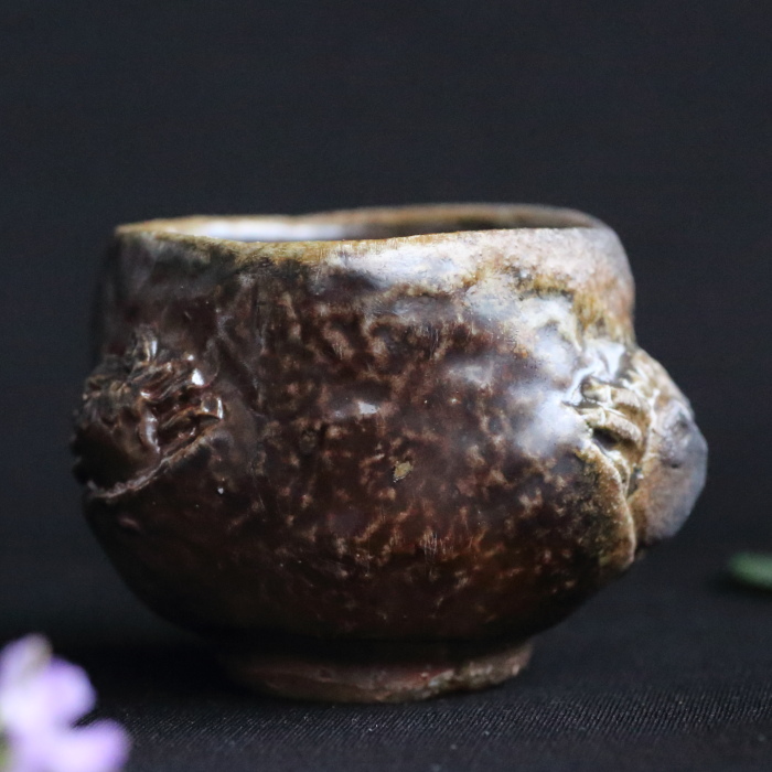 大森宏明 蟹ぐい吞み 手びねり備前焼酒器 仁堂窯 登り窯焼成 細工もの