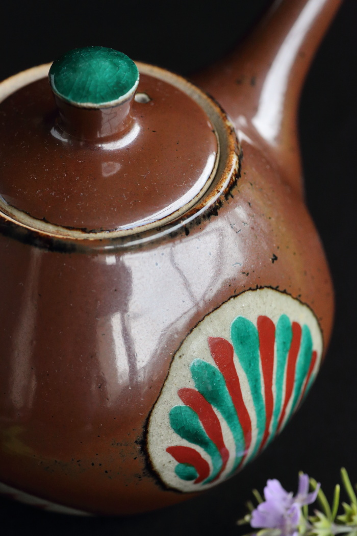 濱田友緒 柿釉赤絵急須大 満容量460ml 登り窯焼成 日本茶中国茶用茶器