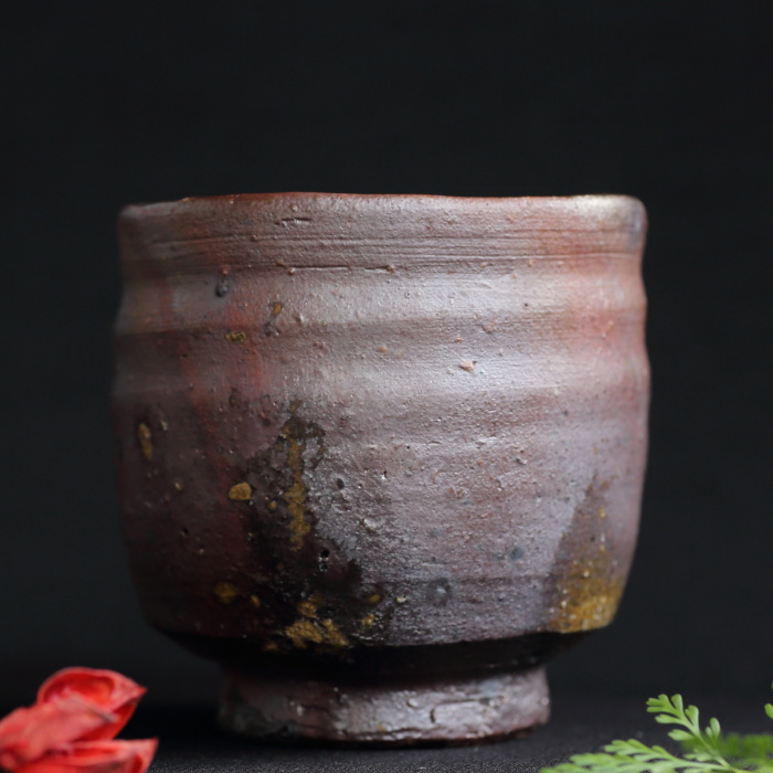 平野祐一 焼締湯呑 満容量300ml 穴窯焼成 作家もの常滑焼茶器 日本茶