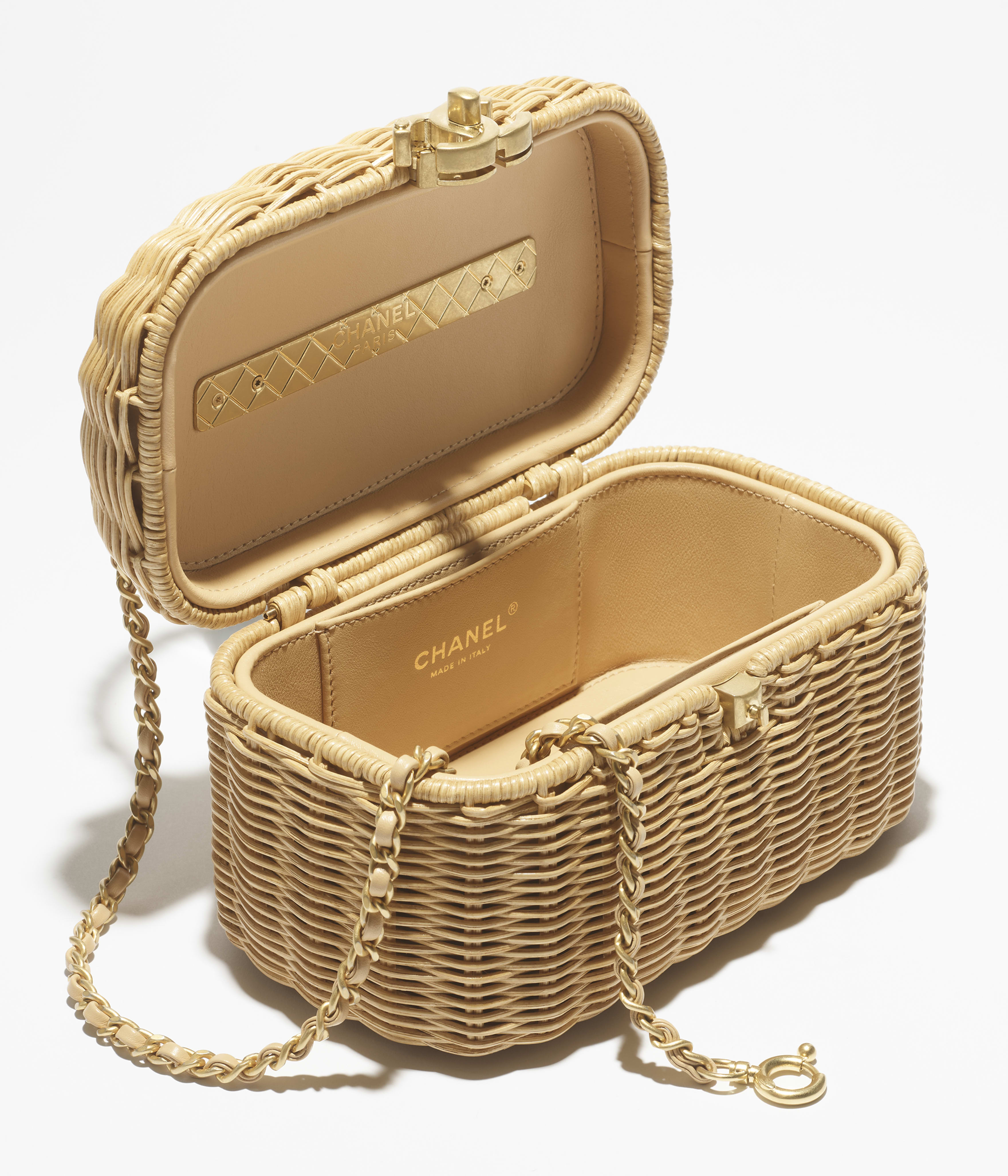 ヴァニティケース、ブレード ラタン、ベージュ — ファッション