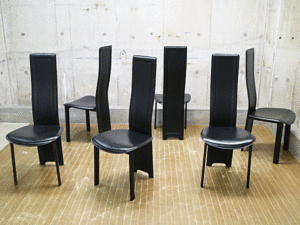 IDC大塚家具】黒革 ハイバックチェア/ダイニングチェア 椅子 出張買取