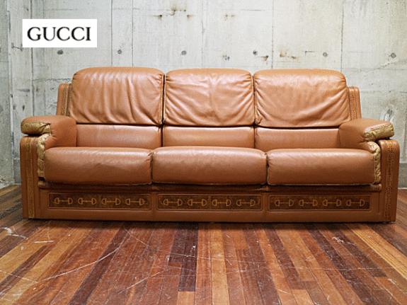 Formitalia/Paolo GUCCI】フォルミタリア グッチ 総革 3人掛けソファ