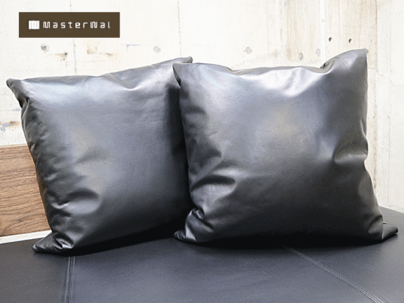 MasterWal】マスターウォール 高級 レザークッション 黒総革 アカセ