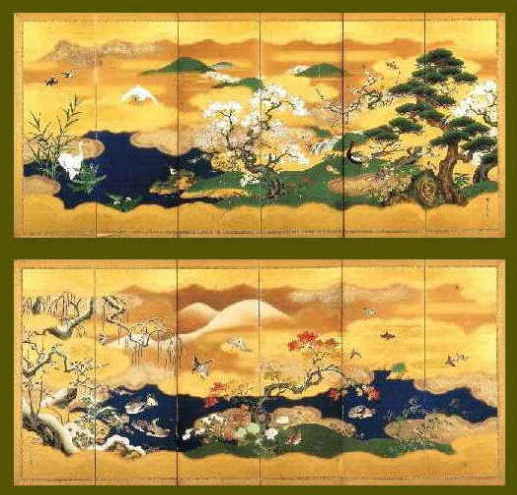 円浄寺 紙本金地著色四季花鳥図 - 福知山市オフィシャルホームページ