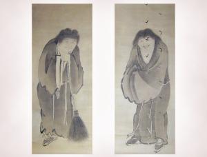 紙本墨画寒山拾得図 - 上越市ホームページ