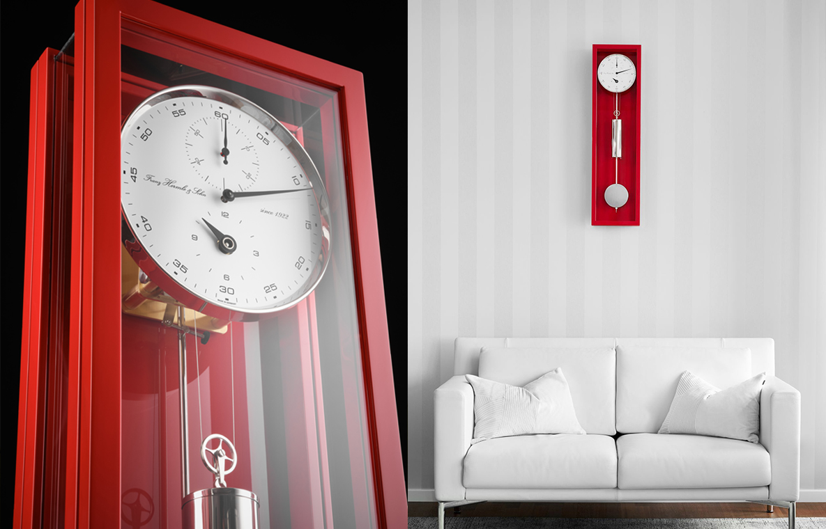 ドイツ・ヘルムレ社の高級機械式柱掛時計。ミニマルでありながら非常に