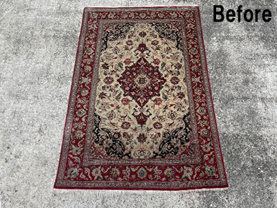 東京都 I様 (ペルシャ絨毯：クリーニング、房交換、染み取り＆色付け