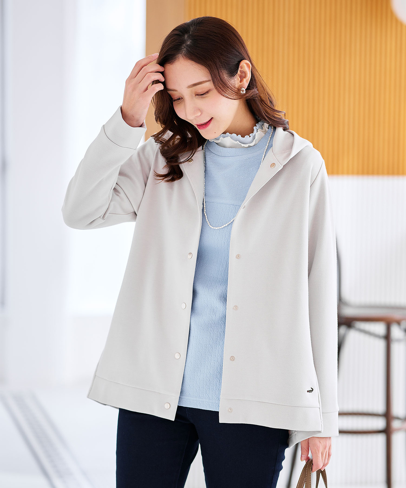 レディース ボタン開き フード パーカー通販 [0302-55221