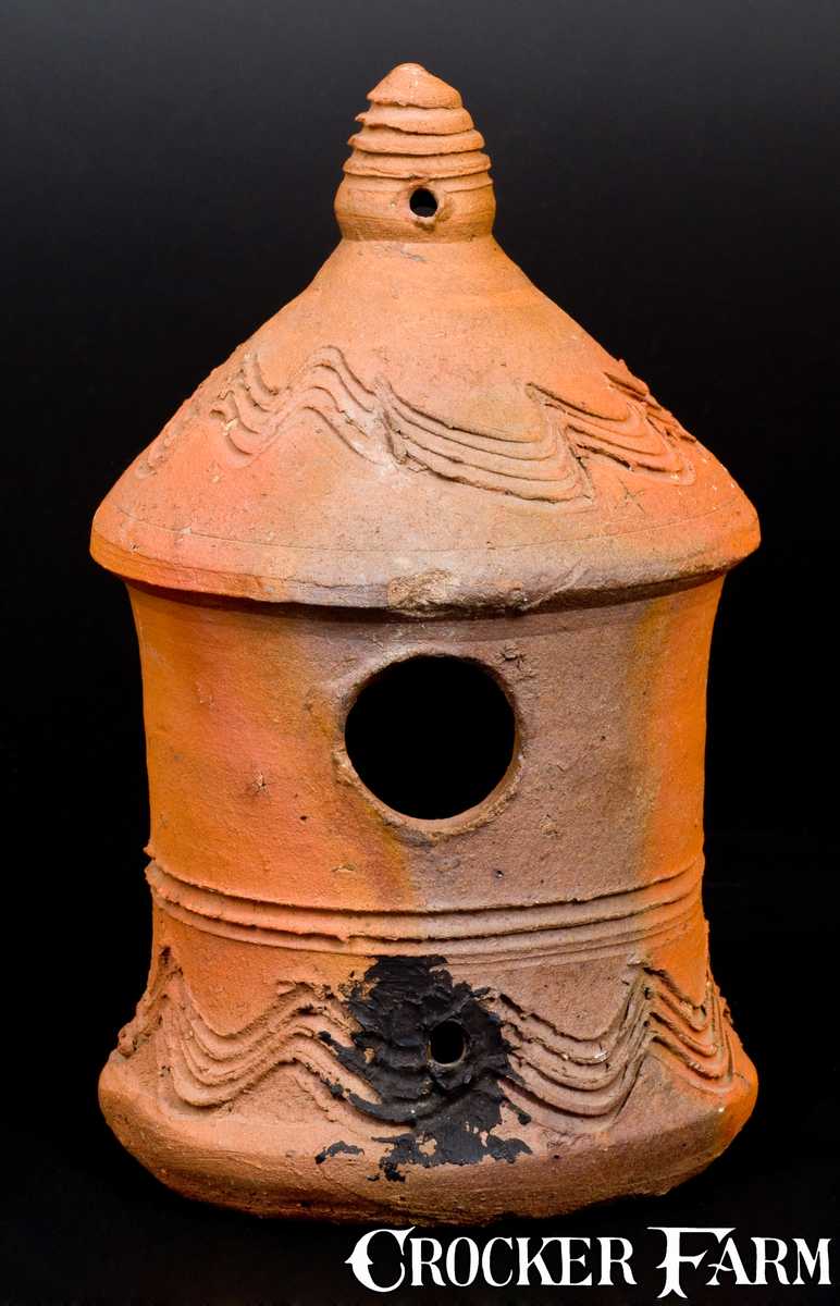 Redware Birdhouse with Incised Decoration, attrib. Henry Schofield