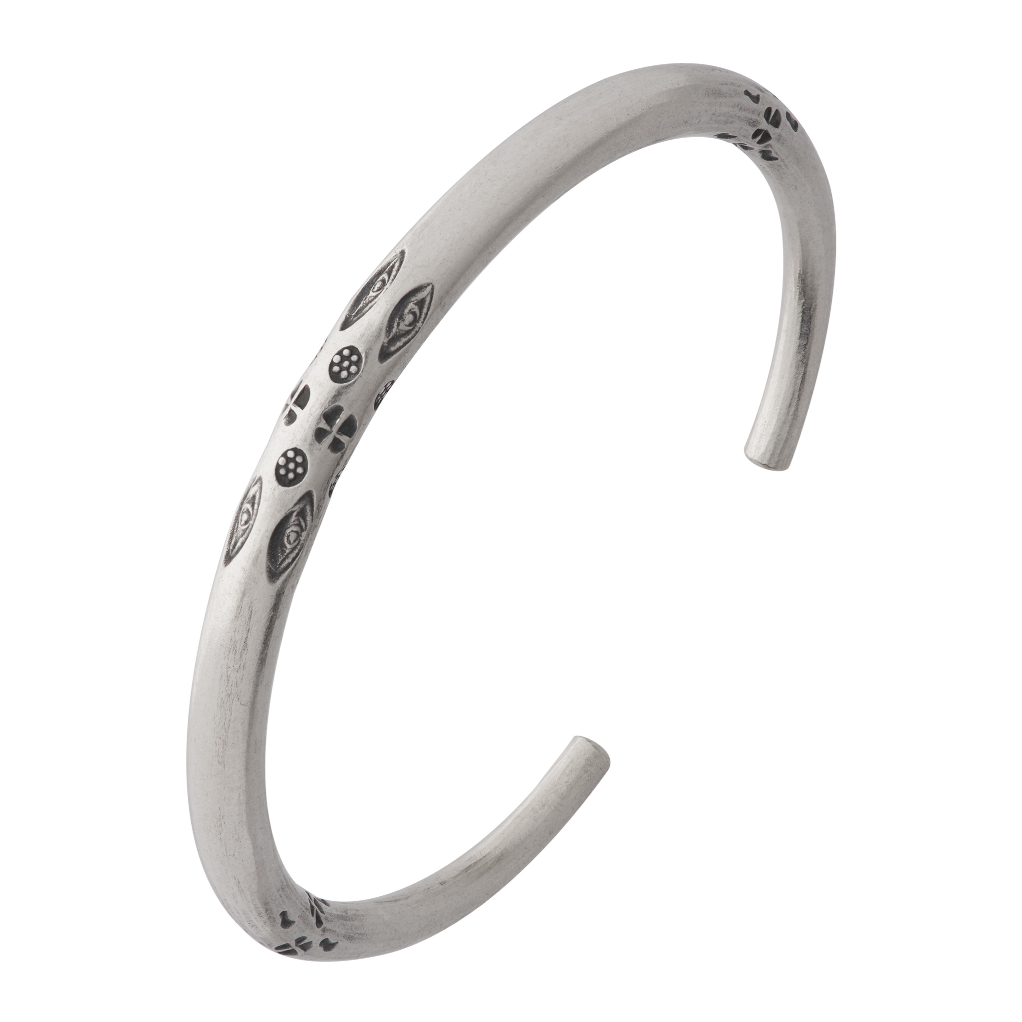 カレン族シルバー バングル フリーサイズ 幅広 太め 眼文様 護身符