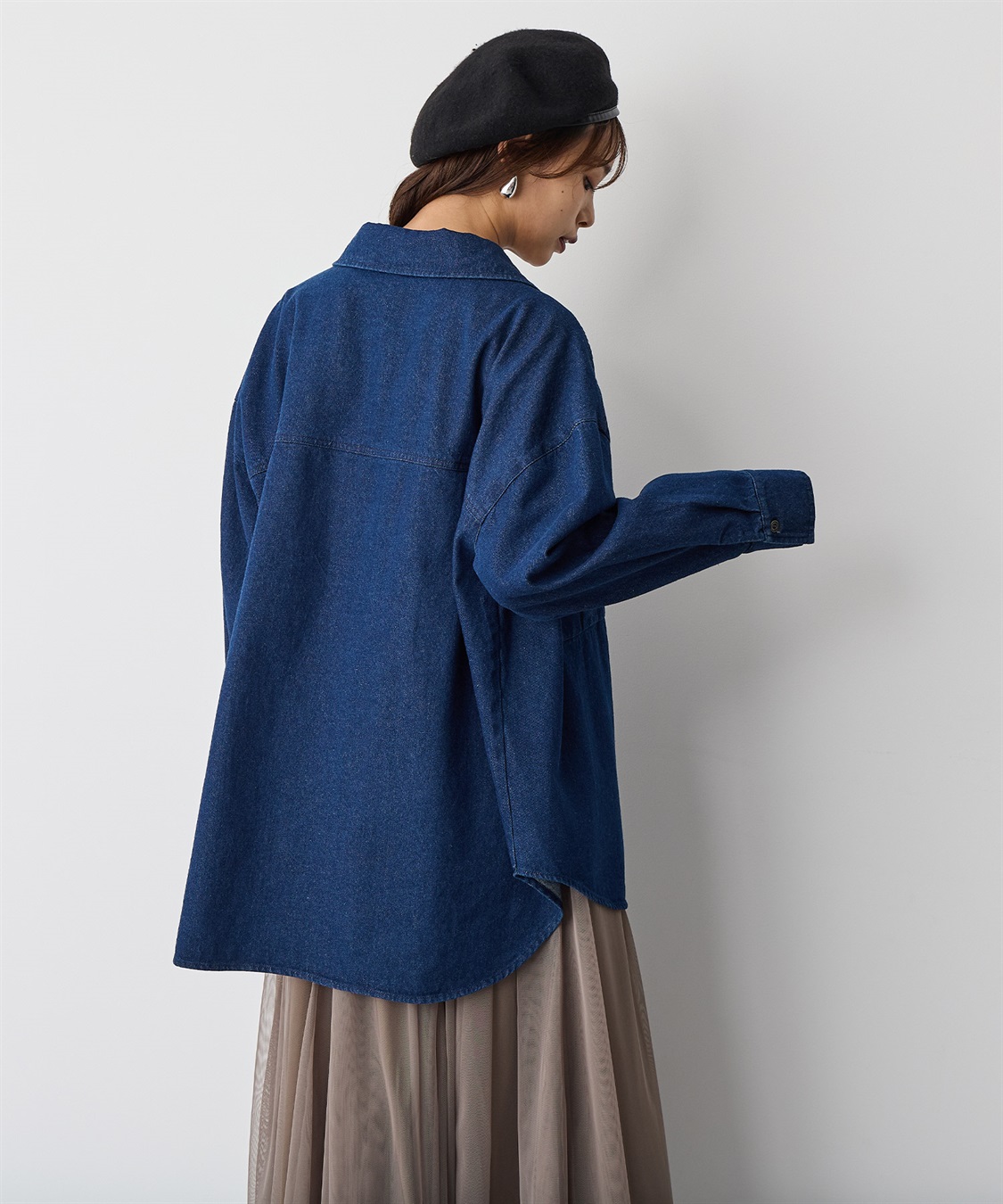 anyfee/プラスサイズ】BIGポケットデニムシャツ Life Style by cross