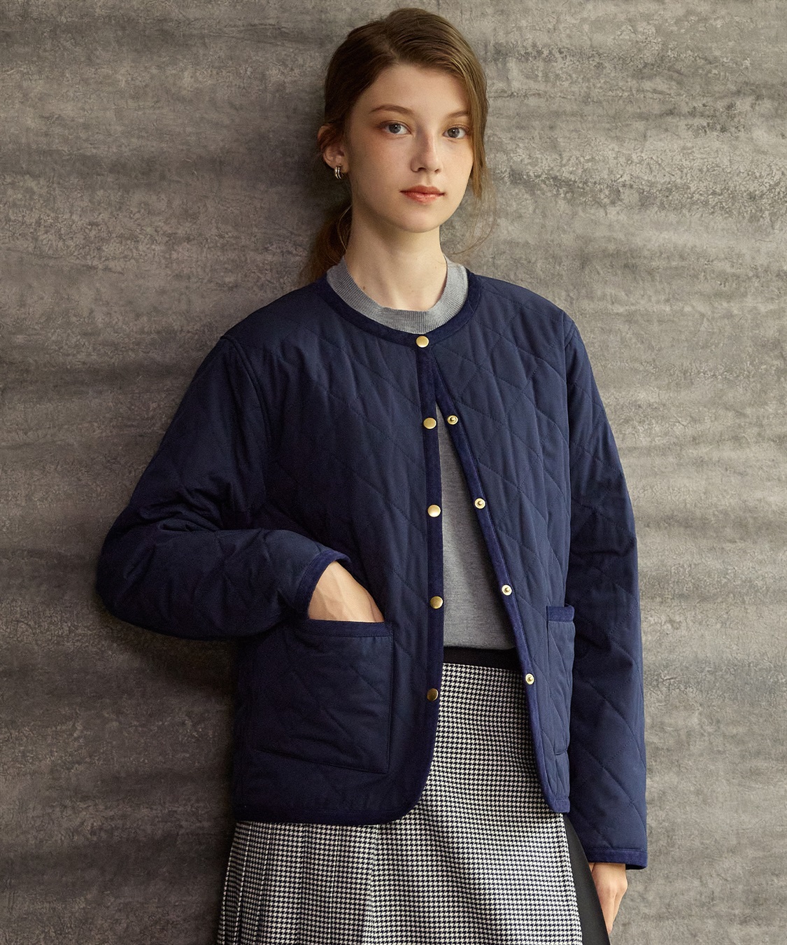 ノーカラーキルトジャケット LE SOUK HOLIDAY｜クロスプラス公式通販サイト