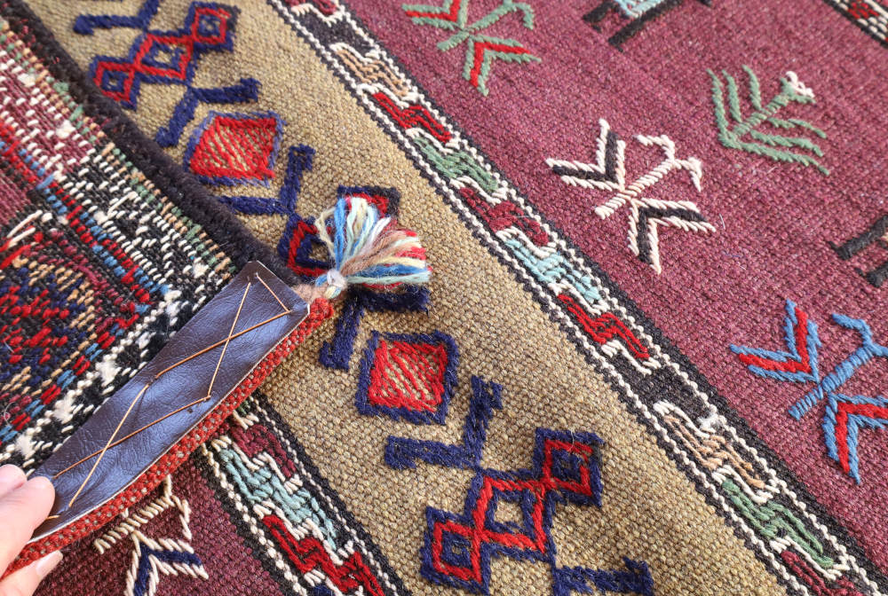 キリム玄関マット（紫）・イラン、グーチャン産 ジジムり 80×60cm