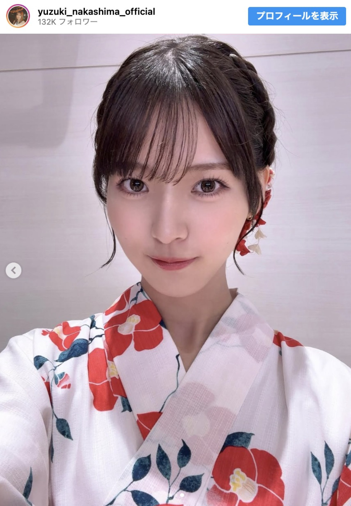 写真）櫻坂46・中嶋優月、浴衣姿に反響「横顔キレイすぎる」「正統派