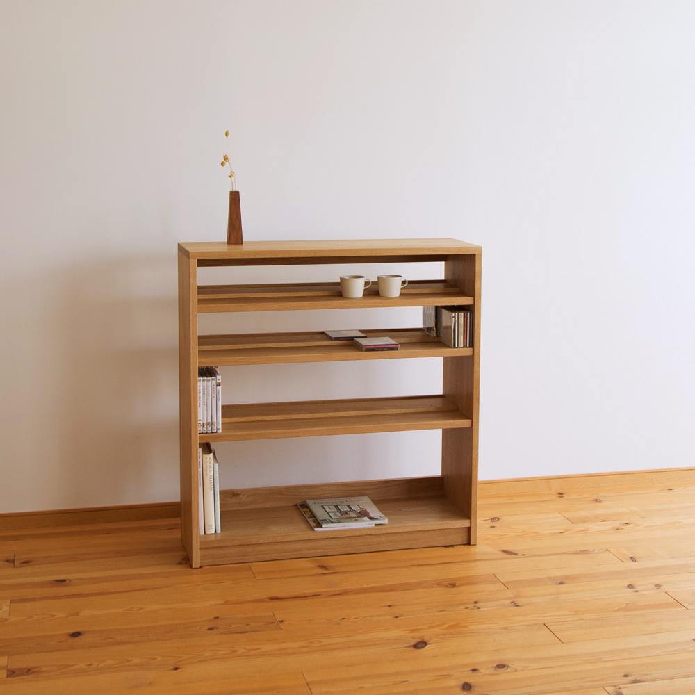 ナラ無垢材のオーダー本棚（ブックシェルフ）・C-347 家具工房クラポ