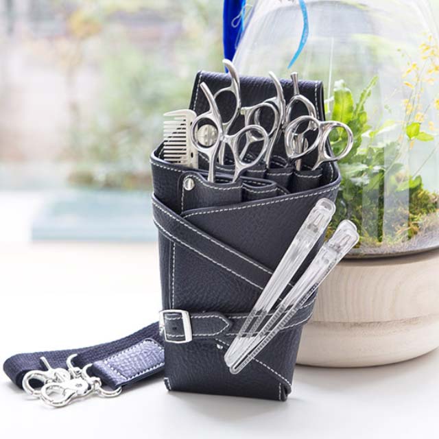 New! Malaga Black ・マラガ ブラック 軽量タイプ ☆ 6丁入れ革シザー