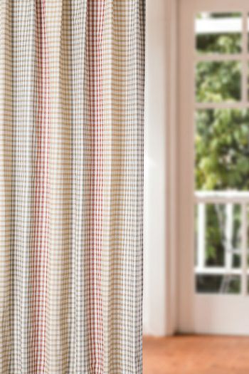 13814|ベージュ＆レッド＆ギンガムチェックのカーテン - 首都圏最大級