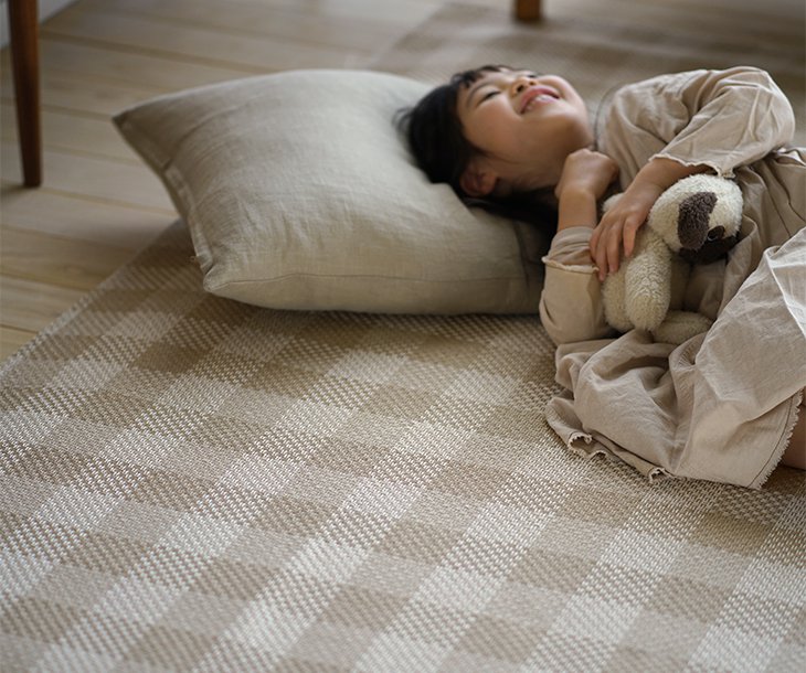 洗える 軽量ラグ ブロックチェック (130×185cm) | cucan ネットショップ