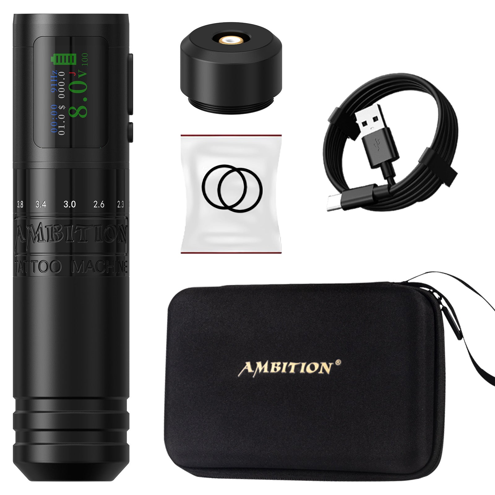 Ambition C1 Adjustable 7 Strokes 2.0-4.2mm Wireless Tattoo Machine