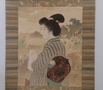 掛軸 傅抱石風】美人図 中堂掛軸 逸品 168×70 装飾 アート インテリア