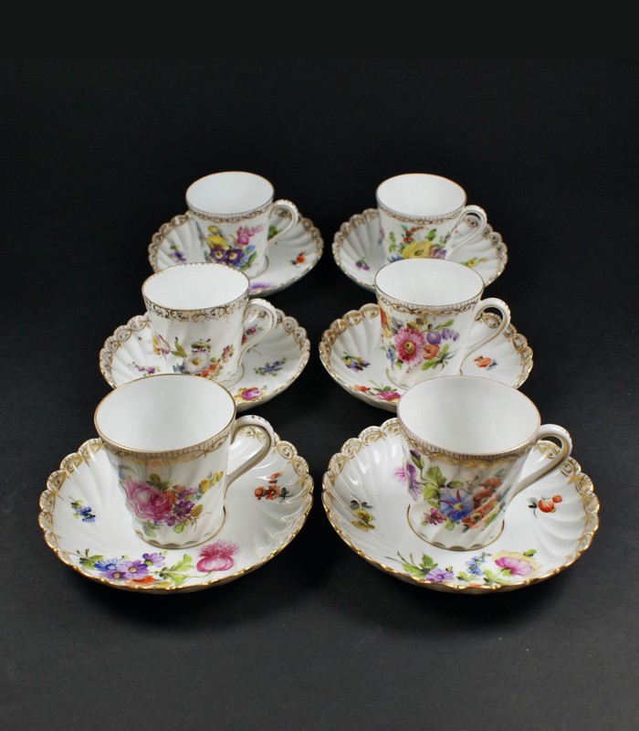 ドレスデン磁器 ブーケ文デミタスカップ6客 - アンティック 姉妹社