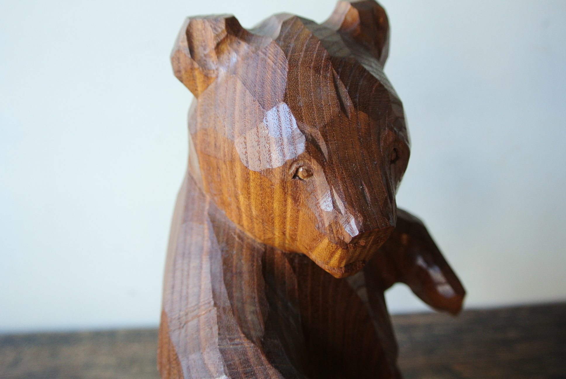 堀井廣治 作「立仔熊」木彫熊 - アンティーク雑貨・古道具の札幌