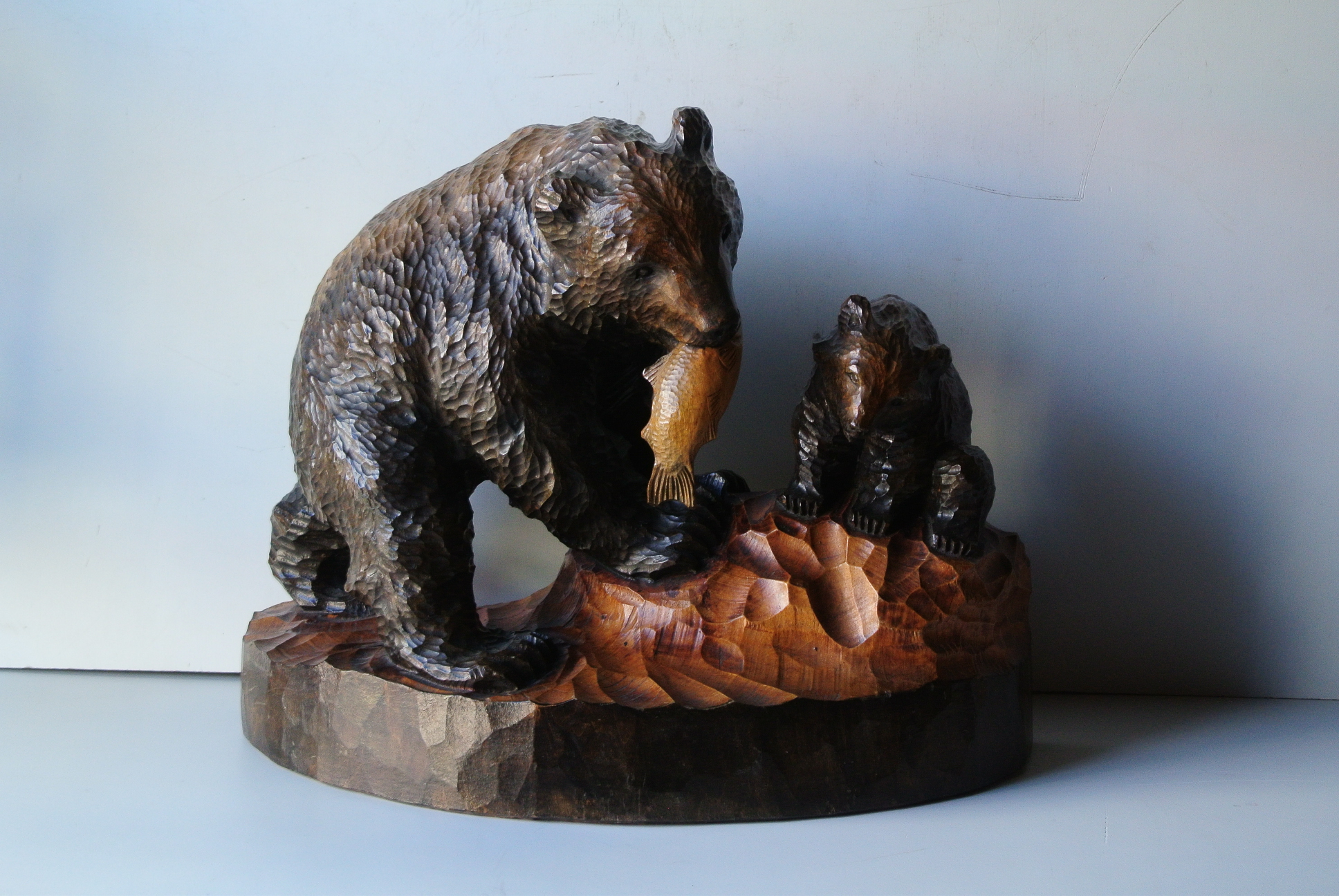 砂澤一郎 作「親子熊」木彫 - アンティーク雑貨・古道具の札幌