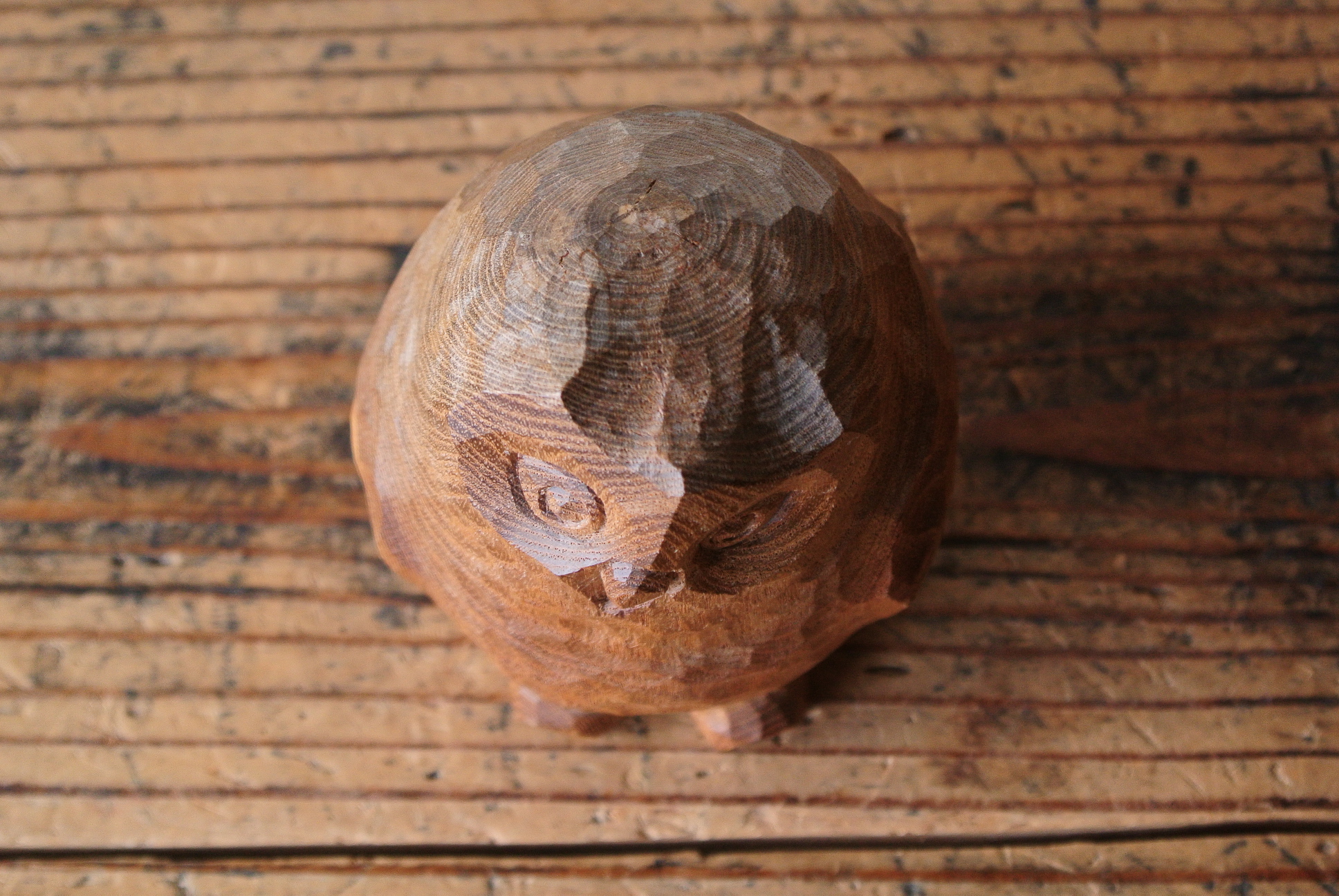 三好純男 作「ふくろう」木彫 - アンティーク雑貨・古道具の札幌