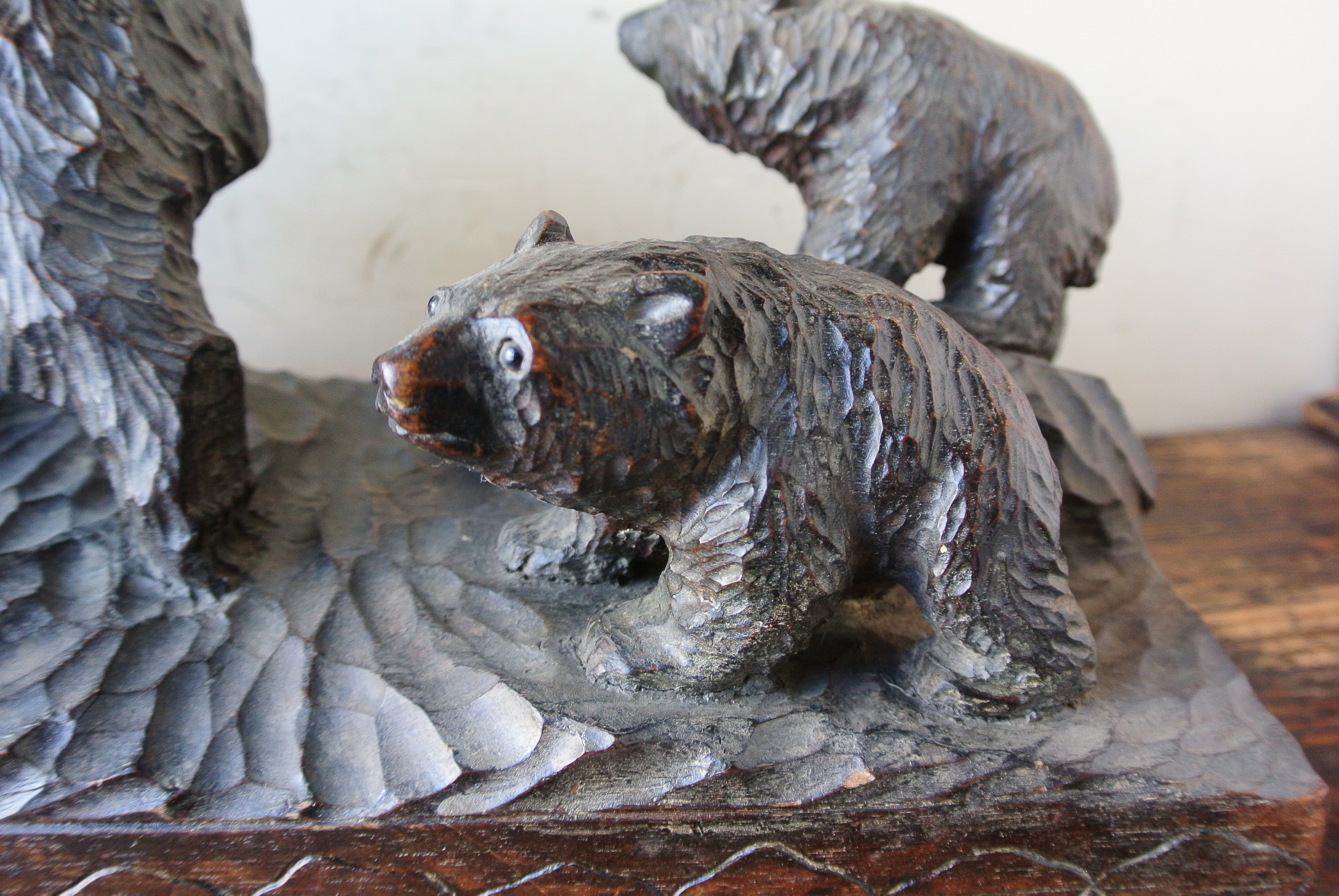 旭川の木彫り熊「親子熊」 - アンティーク雑貨・古道具の札幌