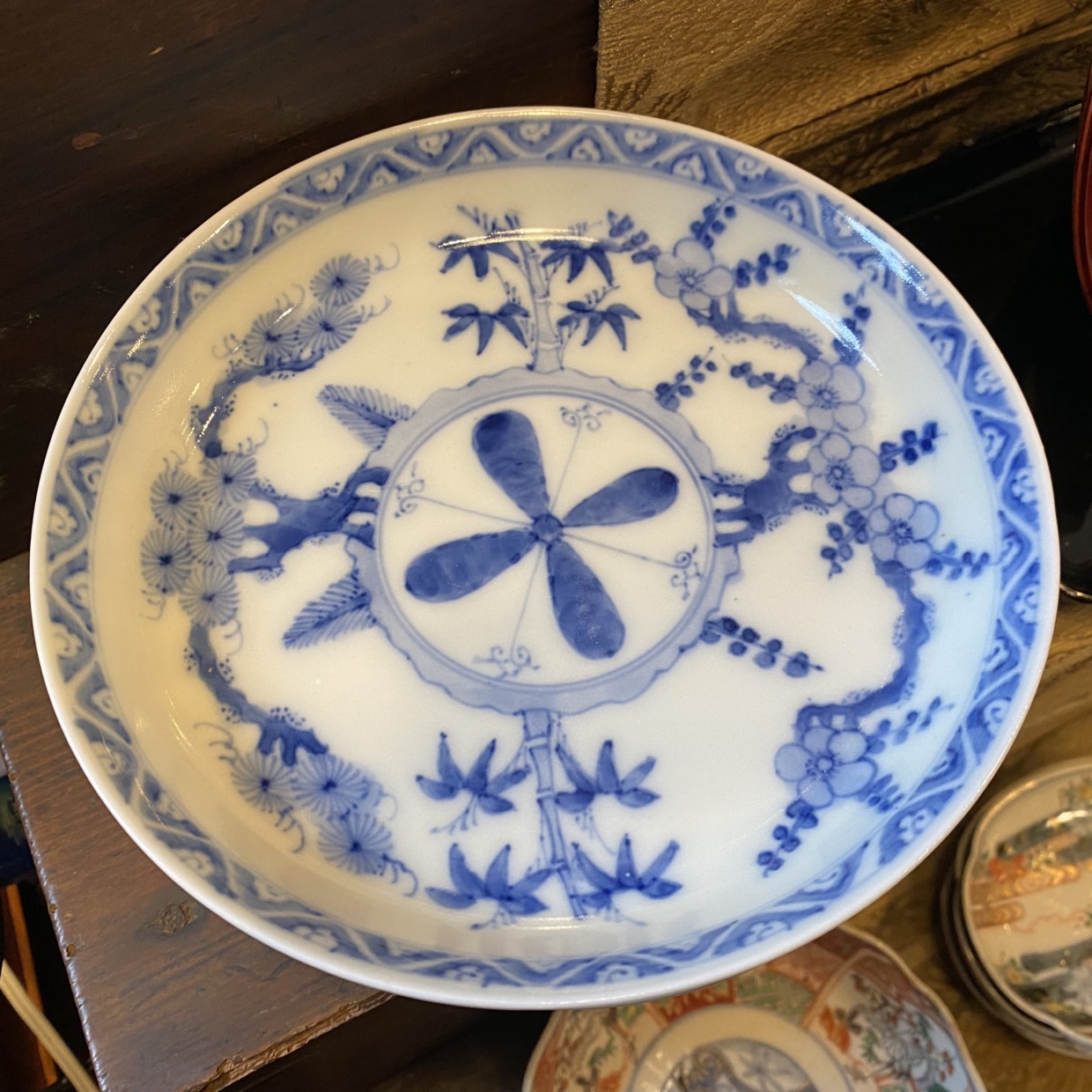 青九谷 角福 6寸皿 | Antique Nanae