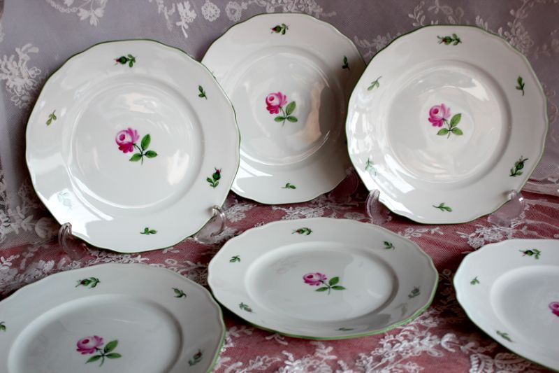 アウガルテン ウィンナーローズ ケーキ皿6枚セット - Antiques Violetta