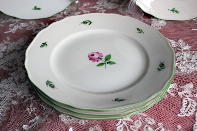 アウガルテン ウィンナーローズ ケーキ皿6枚セット - Antiques Violetta