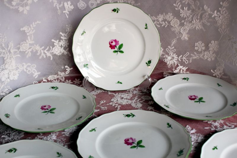 アウガルテン ウィンナーローズ ケーキ皿6枚セット - Antiques Violetta