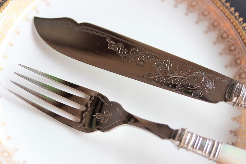 フィッシュ用ナイフ＆フォーク マザーオブパール 6客セット箱入