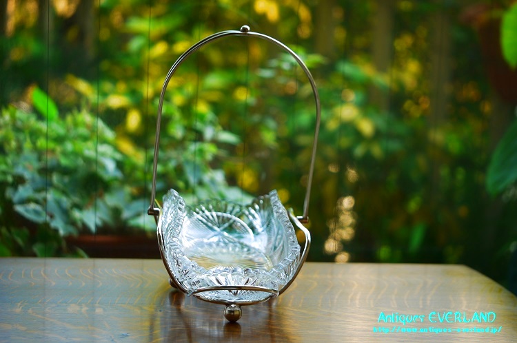 シルバー プレスガラス アスパラガス ディッシュ スタンド付