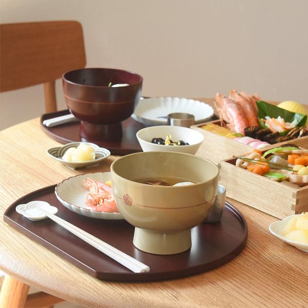 bon moment 普通の日も、ハレの日も使いやすい 半月膳 トレー 山中塗
