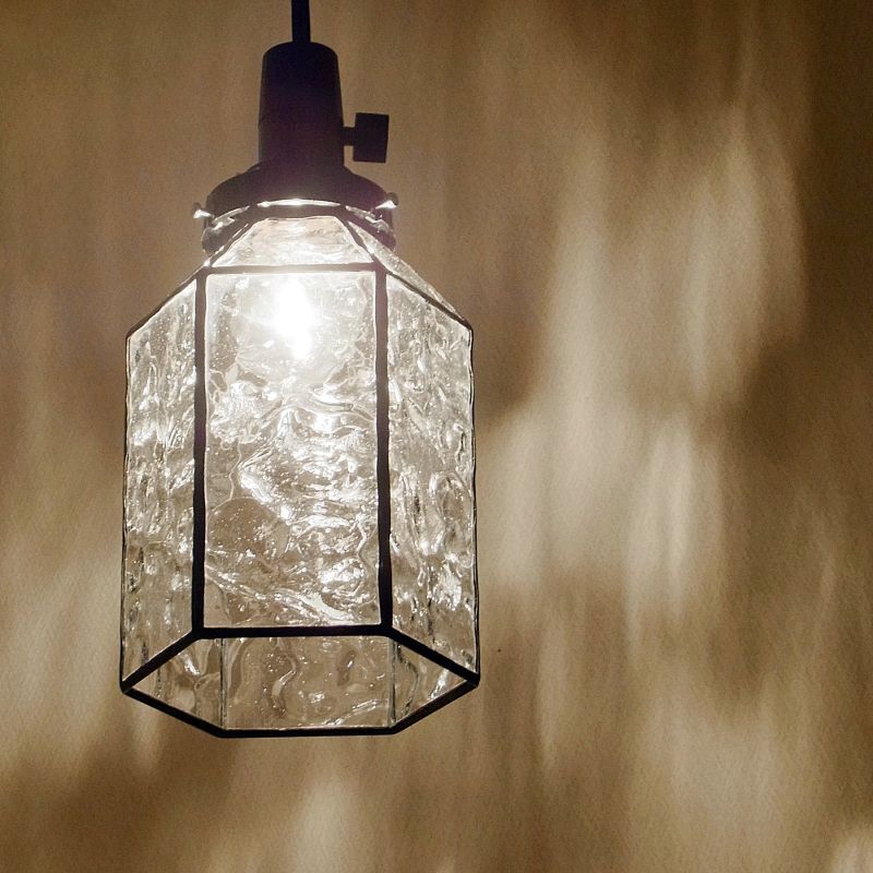 ステンドグラス ペンダントライト 六角Aクリア アトリエ Ansan