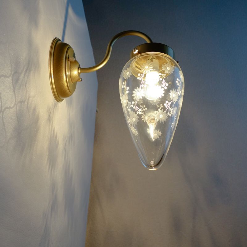 ポンポン花切子 ブラケットライト ほのお型 アンバー 藤本幸治