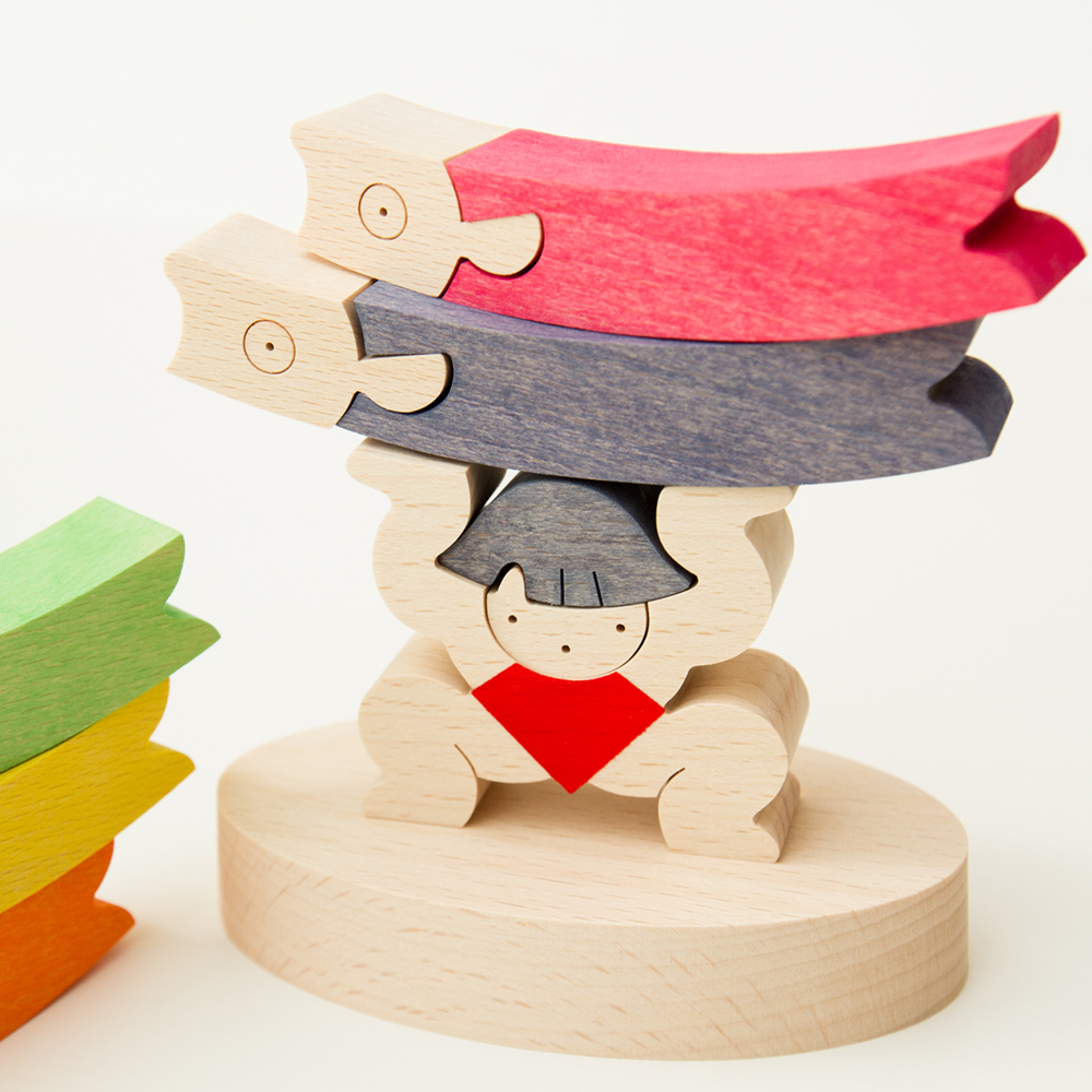 鯉のぼりを揚げる金太(小)【小黒三郎の五月人形】【KK229】 | ANDCHILD