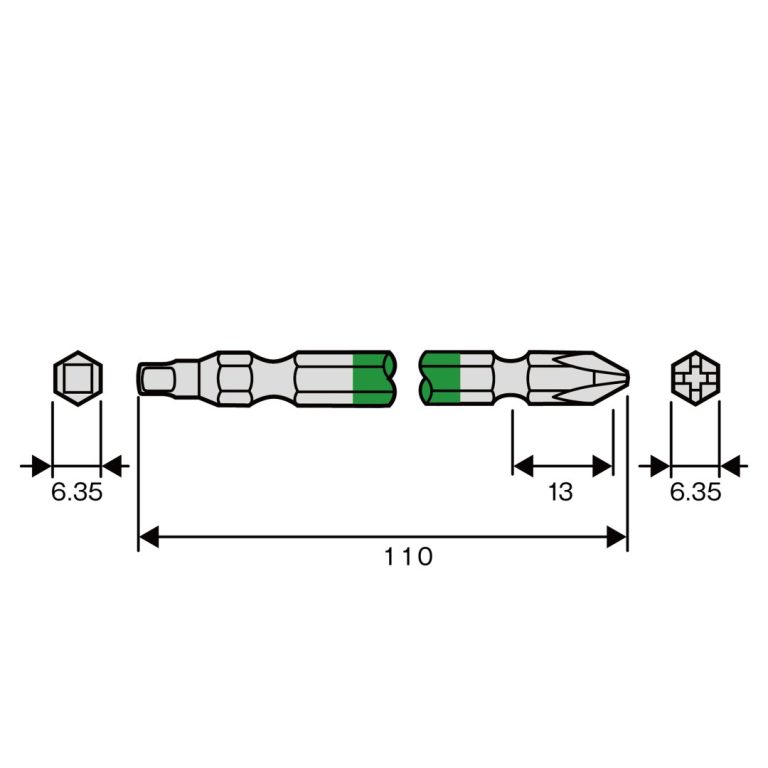 四角＆プラスカラービット 2本組 □3×＋2×110 | ANEXブランドの