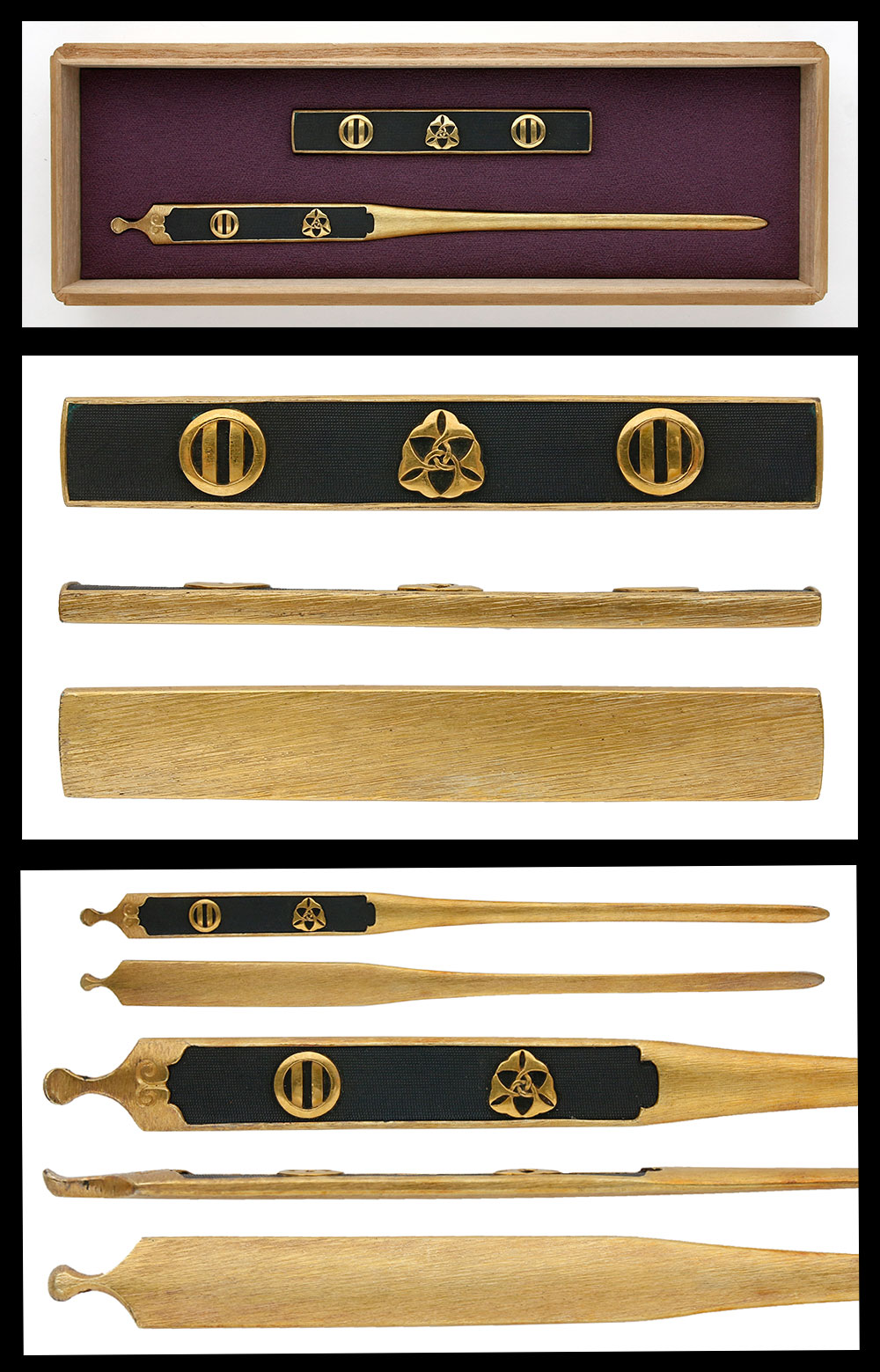 揃金具 二所物：無銘(京金工）（笄、小柄） | 日本刀販売の葵美術