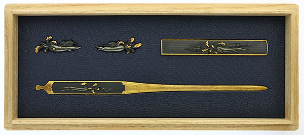 揃金具：三所物(小柄、笄、目貫)(第67回重要刀装具) | 日本刀販売の葵美術