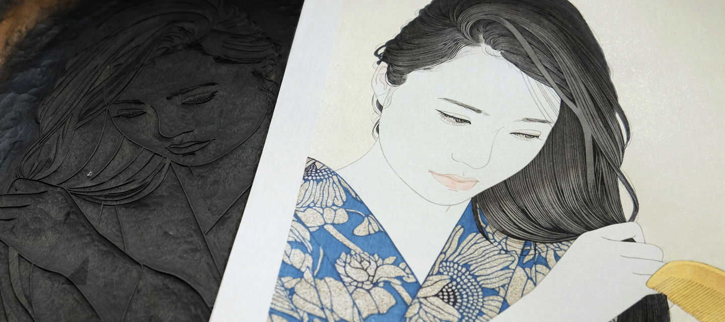 櫛にながるる黒髪 | 宮﨑優 | アダチ版画 現代の浮世絵