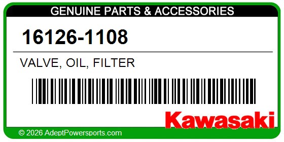 Kawasaki 16126-1108 - Valve, Oil, Filter - Adept Powersports